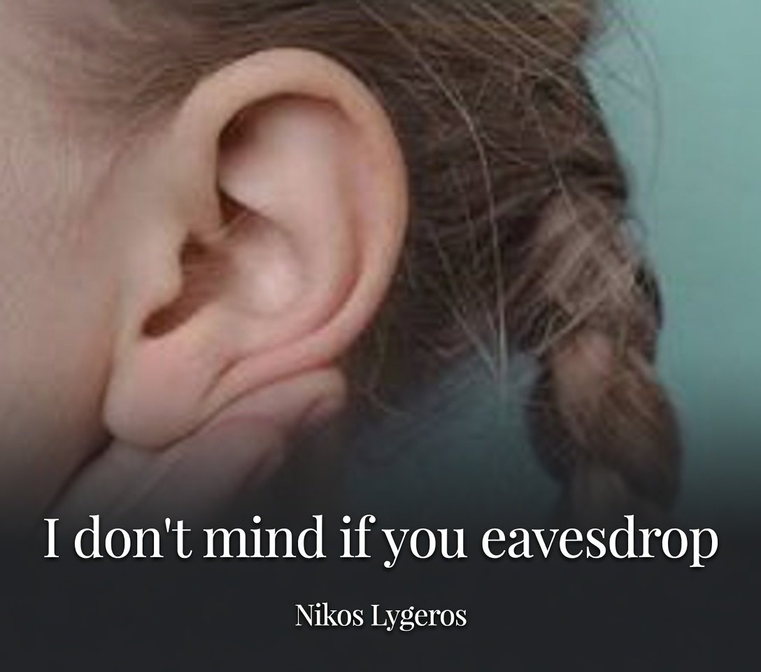 AthinaKech36429's tweet photo. "I don't mind if you eavesdrop" 
Nikos Lygeros https://t.co/KDBdn0B7d2