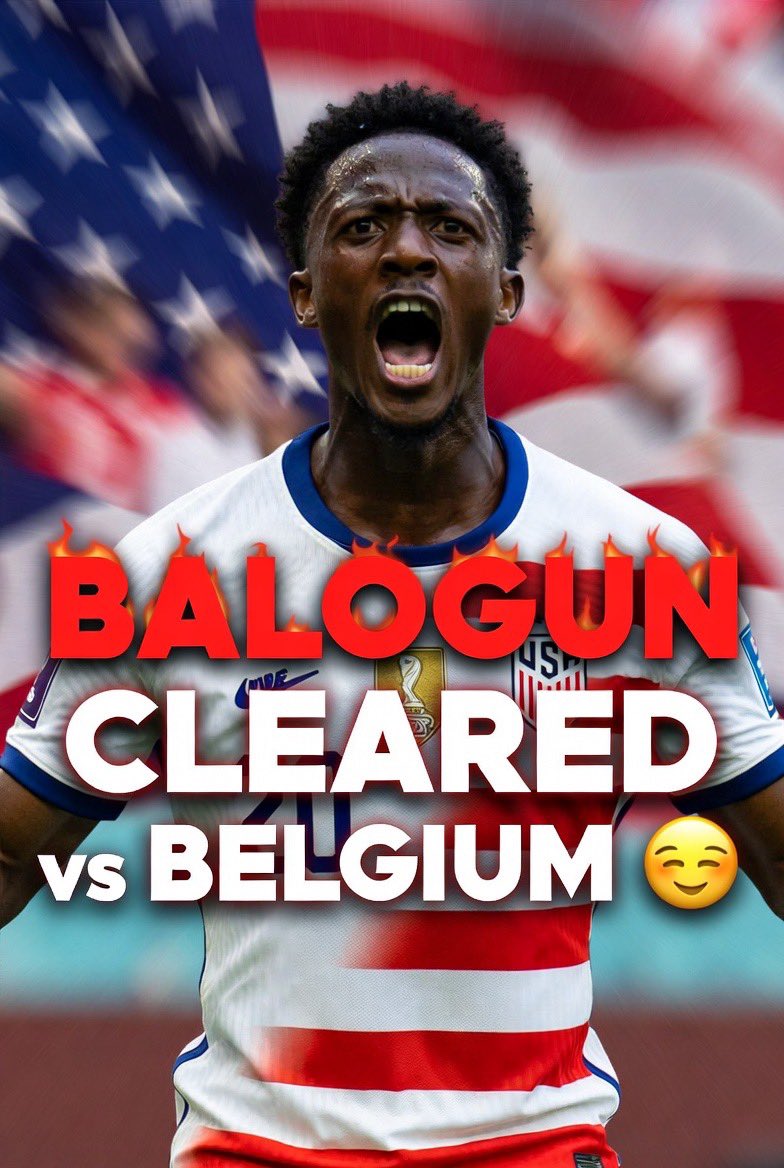 AllSportsDesk's tweet photo. @TheAthletic USMNT fans, we eating good! 🇺🇸⚽
Folarin Balogun’s one-game red card suspension has been suspended by FIFA. He’s available for the Round of 16 vs Belgium.
Article 27 doing work. Let’s goooo! 🔥
(Original via @TheAthletic)
What y’all thinking — Balogun starts and we cook Belgium? https://t.co/qvyY17LYhf