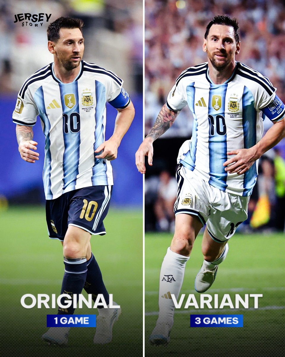 Footy_Headlines's tweet photo. 𝘼𝙧𝙜𝙚𝙣𝙩𝙞𝙣𝙖 𝙎𝙩𝙞𝙘𝙠 𝙏𝙤 𝙒𝙝𝙞𝙩𝙚 𝙎𝙝𝙤𝙧𝙩𝙨 𝘼𝙜𝙖𝙞𝙣𝙨𝙩 𝙀𝙜𝙮𝙥𝙩

Following latest document published by FIFA and thanks to @jerseystory_vn with interesting insight, it is now confirmed that Argentina will continue to use the white shorts & socks version of their home kit against Egypt on July 7, despite being the team to choose kit first. This would be their third game using the iconic variant in this World Cup.

This is the eleventh time Argentina play in this combination in their last 12 knock-out games at major tournaments. It is the colorway that saw them won 2021, 2024 Copa América and 2022 World Cup.