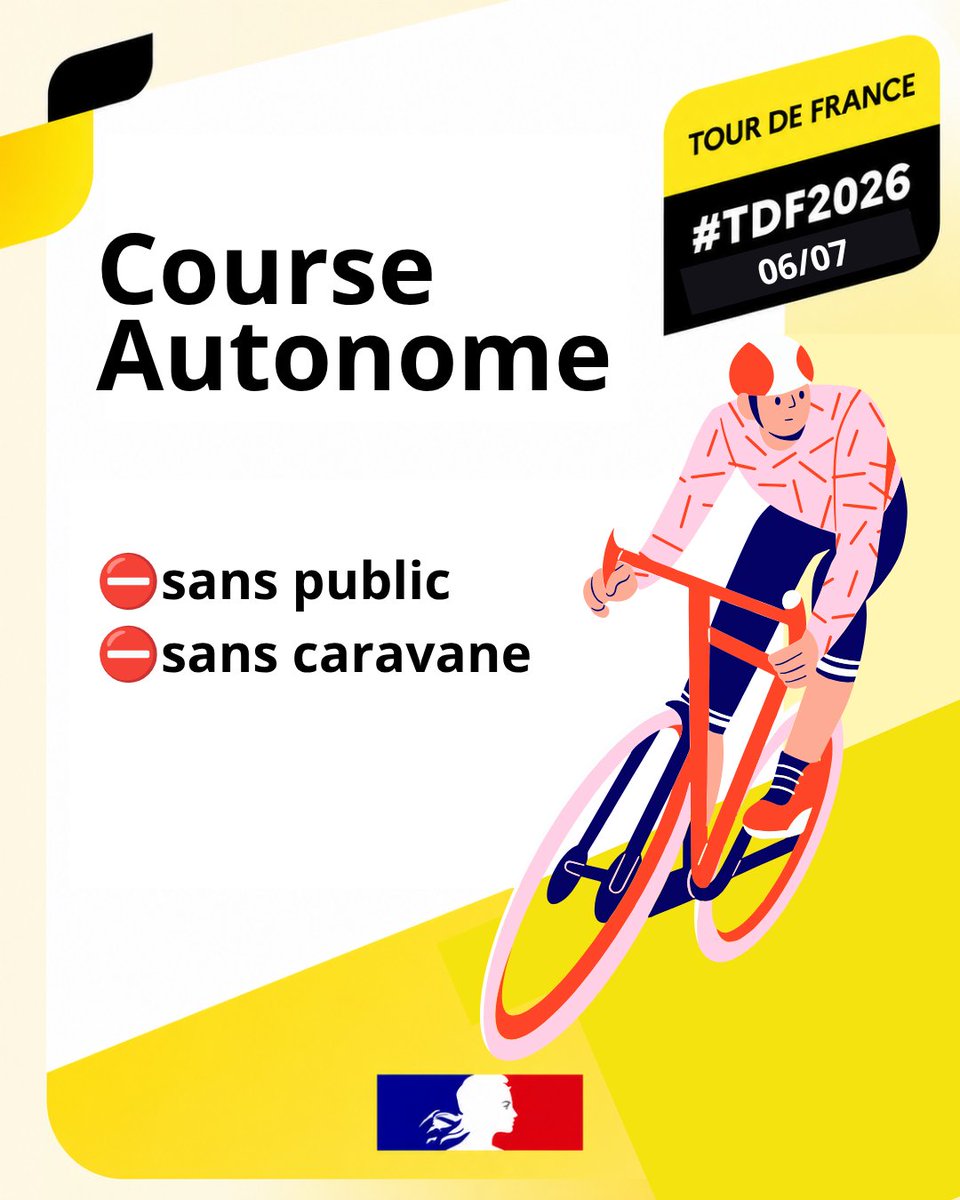 Prefet66's tweet photo. #TourDeFrance 📷 Information importante pour ce lundi 6 juillet 2026 : une étape maintenue, mais sans public ni caravane publicitaire

En raison de l'incendie qui touche actuellement les Pyrénées-Orientales et afin de permettre la mobilisation maximale des moyens de secours, la 3ᵉ étape du Tour de France se déroulera sans public et sans caravane publicitaire sur le territoire français (portion Ur – Les Angles).

Cette décision exceptionnelle a été prise afin de limiter l'impact sur le département, de garantir la sécurité de tous et de permettre aux sapeurs-pompiers, aux forces de l'ordre et à l'ensemble des services mobilisés de rester pleinement concentrés sur la lutte contre les incendies.
📷 Nos pensées vont à tous les sapeurs-pompiers, aux forces de sécurité, aux services de secours, aux élus, aux agents mobilisés et aux bénévoles qui agissent sans relâche. Leur engagement est exemplaire.
📷 Nous appelons chacun à faire preuve de responsabilité :
📷 Ne tentez pas de vous rendre sur le parcours du Tour de France.
📷 Évitez tout déplacement non indispensable dans les secteurs concernés par les incendies.
📷 Respectez les consignes des sapeurs-pompiers et des forces de l'ordre.
📷 Ne surchargez pas les lignes d'urgence : en cas d'urgence, composez le 112.
📷 Informez-vous uniquement via les canaux officiels et ne relayez aucune information non vérifiée.
📷 Aujourd'hui, la plus belle façon de soutenir le Tour de France est de faire preuve de solidarité et de civisme, afin de permettre à celles et ceux qui protègent notre territoire d'accomplir leur mission dans les meilleures conditions.