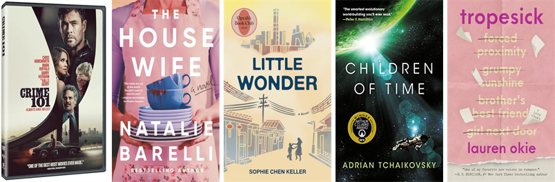 NesmithLibrary's tweet photo. This week the Nesmith Library has 38 new books and one new movie.  New items include Crime 101 and The Housewife. https://t.co/YE2nXwSVJF https://t.co/7e6qzbe7XQ
