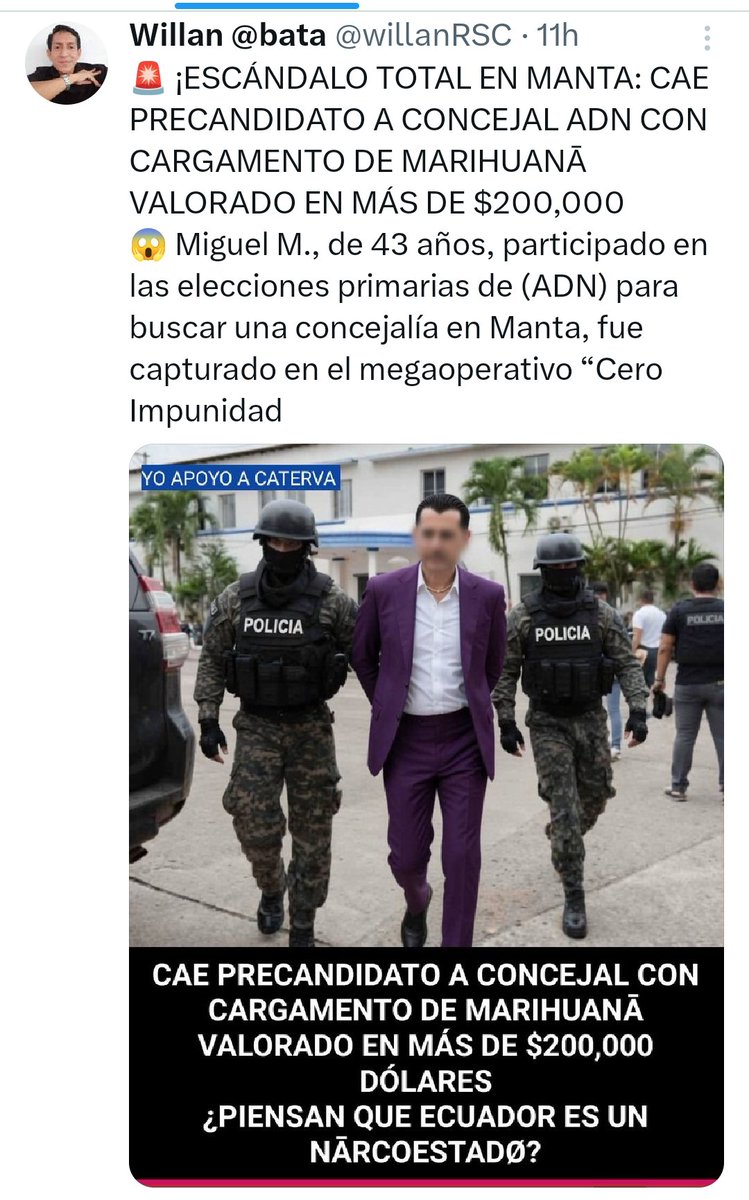 rodricollaguazo's tweet photo. EL NARCO ORGANIZADO, PARECE SER PARTE ESENCIAL DEL GOBIERNO Y DE ADN
¡Confirmen!
@Adnecuadorok @AsambleaEcuador @BancadaADN @DanielNoboaOk @NielsOlsen @aguschmer @dianajacome @SoyCastillo593 @JohnReimberg @NathalyFarinan @MinGobiernoEc @PoliciaEcuador 
CC. @BancadaRC5 @Hector5RC https://t.co/i9ZHigqtQA