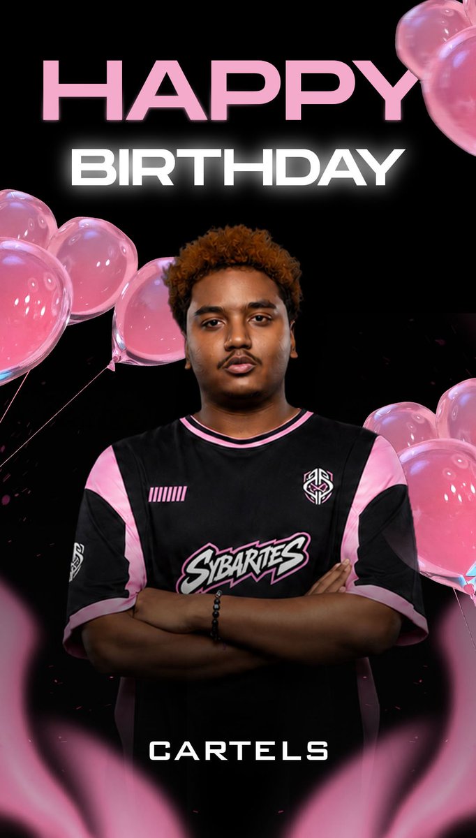 TeamSybarites's tweet photo. Happy Birthday! 🎉 Wishing you a year filled with good health, success, and great victories, both in and out of the game. Keep shining with Team Sybarites! 
@xCartels https://t.co/DUhPWMxQN2