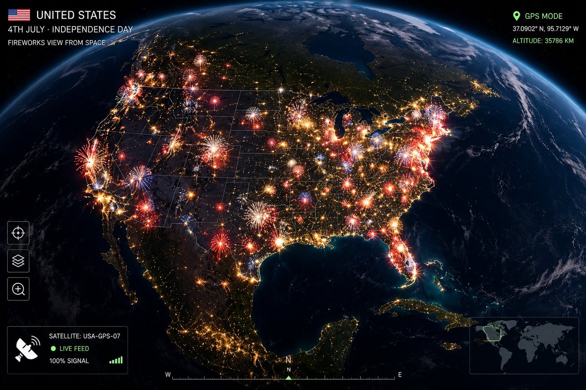 ClavecapitalMx's tweet photo. #250 Así se vio desde el espacio la celebracion, del 04 de julio 🇺🇸🗽 https://t.co/71JMzCCXXJ