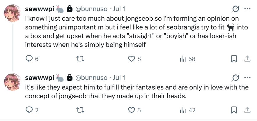 boba_bunn's tweet photo. i said this on my priv a few days ago and i want to bring it here bc unfortunately it still seems relevant. a lot of us feel too comfortable crossing the line with 🐈‍⬛, and i think it's important for us as fans to be mindful of how we engage with our idols. https://t.co/ux5iVCo6l4