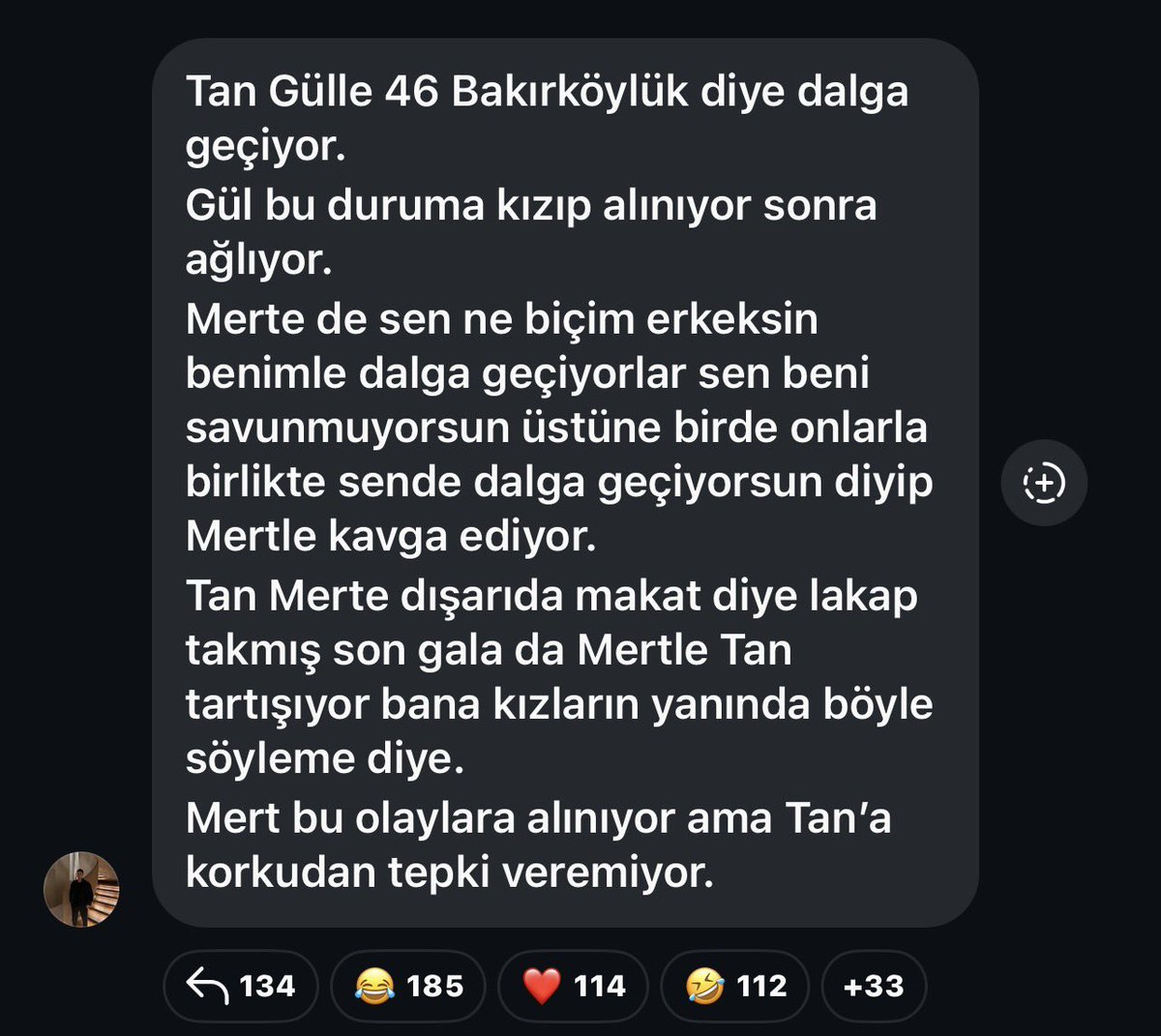 kirciceggi's tweet photo. gül’ü de sevmiyorum falan ama yoruldum bir erkek hiç mi sevgilisine destek olamaz hiç mi ona hakaret edenlerden kopamaz, tek laf edemez. Tek bildiği bu kişilerle tatile gidip beraber takılmak. Broculuğunuzdan gına geldi. #kısmetseolur https://t.co/jd7xOeutGC