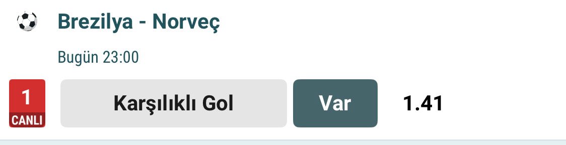 ZenithZoka's tweet photo. Brezilya her ne kadar ipleri elinde tutan bir takım olsada Norveç karşısında bir gol yiyeceğini düşünüyorum. Fazla risk istemeyen KG VAR. Risk isteyen ise VAR & 2.5 ÜST Alsın.
#analiz #bahis #idda #nesine https://t.co/PelUaqIAaI