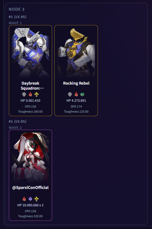 Ganyyuuu's tweet photo. new MoC tmrw!!! (our first starward MoC)
with FuA and Ultimate buff

Enemies:
- Flame Reaver
- Graphia
- SparxiCon https://t.co/XP9VUCx5U0