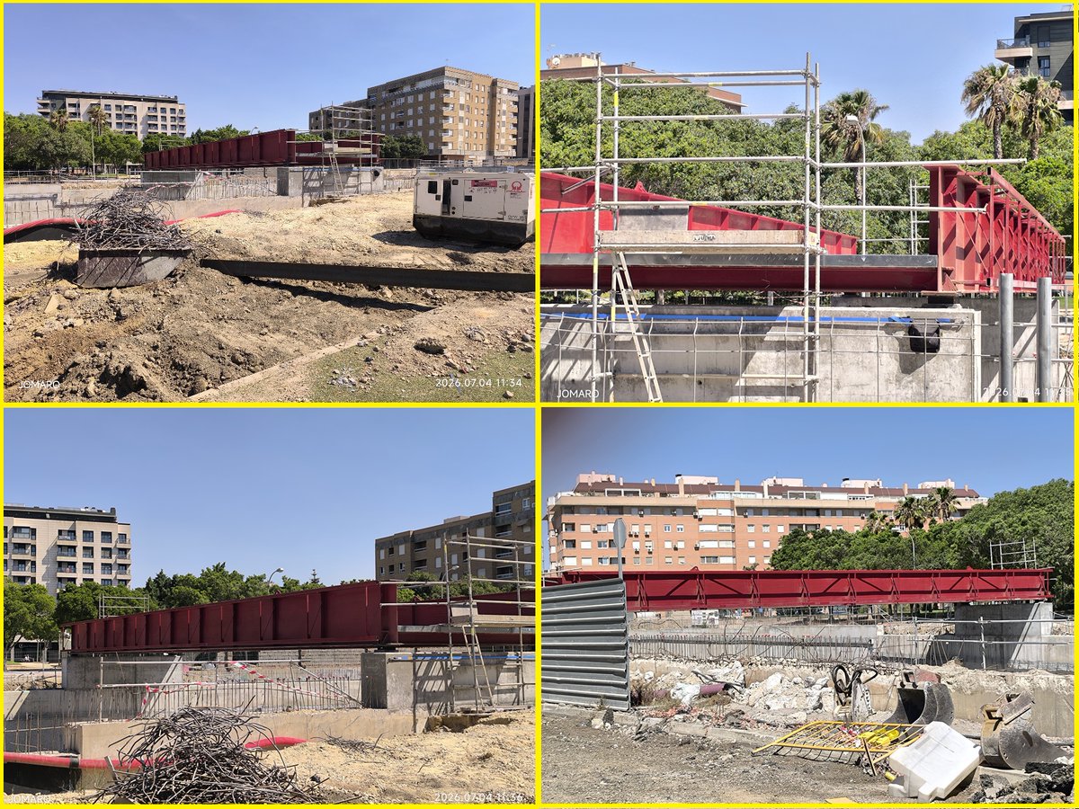 JMROMANGARCIA's tweet photo. #Almería, #LAV #Soterramiento: la nueva pasarela, 5 m. Para peatones y bicicletas. Comienza a levantarse, nada más salir las vías en superficie. Permitirá ver el gran indalo que corona el túnel. Irá desde la calle Peñón de la Reina al parque Gloria Fuertes. @Adif_es @aytoalm https://t.co/6fm8NHI0yR