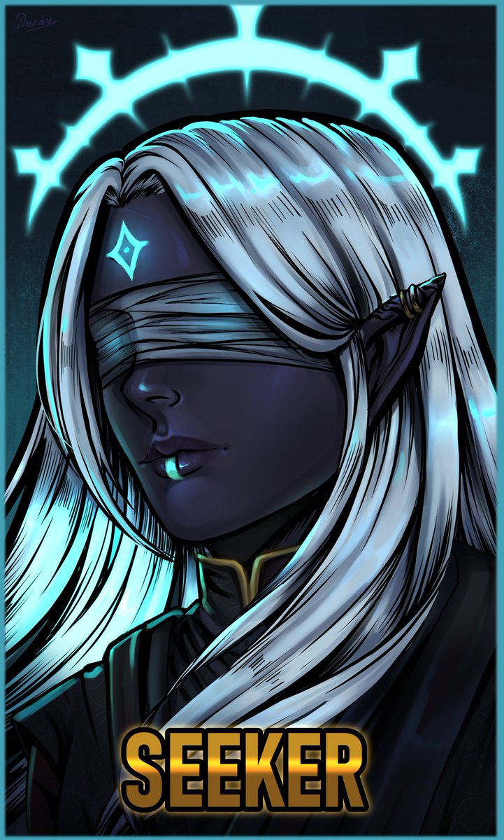 EmmaBornier's tweet photo. The seeker - A fanart for dawncaster. If you're into card games, that's your call 🤓 https://t.co/OyIprtQp9Z