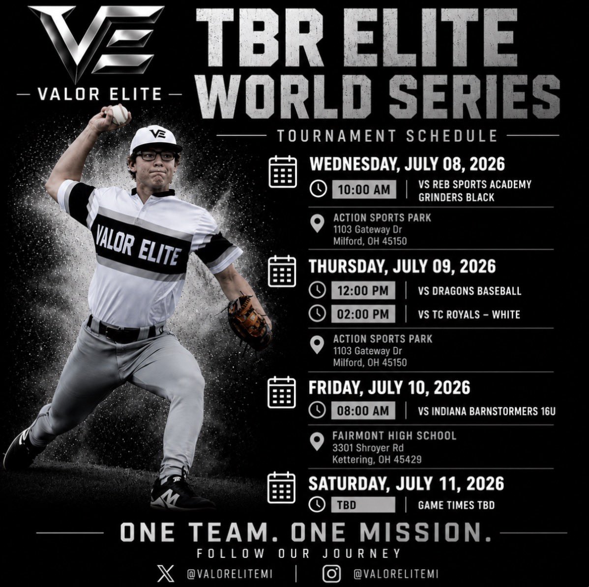 ValorEliteMI's tweet photo. The road to the TBR Elite World Series starts this week.
Our guys are ready to compete against some of the top talent in the Midwest.
One Team. One Mission.
#CompeteDevelopWin #ValorElite #TBREliteWorldSeries #TravelBaseball @playtbr https://t.co/uLc1zk59Ay