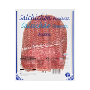 tiendingtopic's tweet photo. Mercadona dispone del producto Salchichón extra pimienta Hacendado finas lonchas a un precio de 2.0 €. https://t.co/AwQ4MwriY0 #extra #pimienta #hacendado #finas https://t.co/yHbGZLalF9