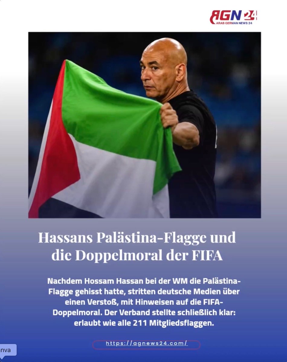AGNews_24's tweet photo. علم #فلسطين ل #حسام_حسن يُشعل جدل #ازدواجية_المعايير، و #الفيفا يحسم الجدل: بأنه مسموح.
#كأس_العالم2026 #مصر
التفاصيل على #AGN24
https://t.co/q632aFI6VC
-
Hassans #Palästina-Flagge entfacht Debatte um #doublestandard und FIFAs Maßstäbe.
#Fifa erlaubt sie.
#WM2026
Mehr auf AGN 24
https://t.co/KEpfUjujdc
-