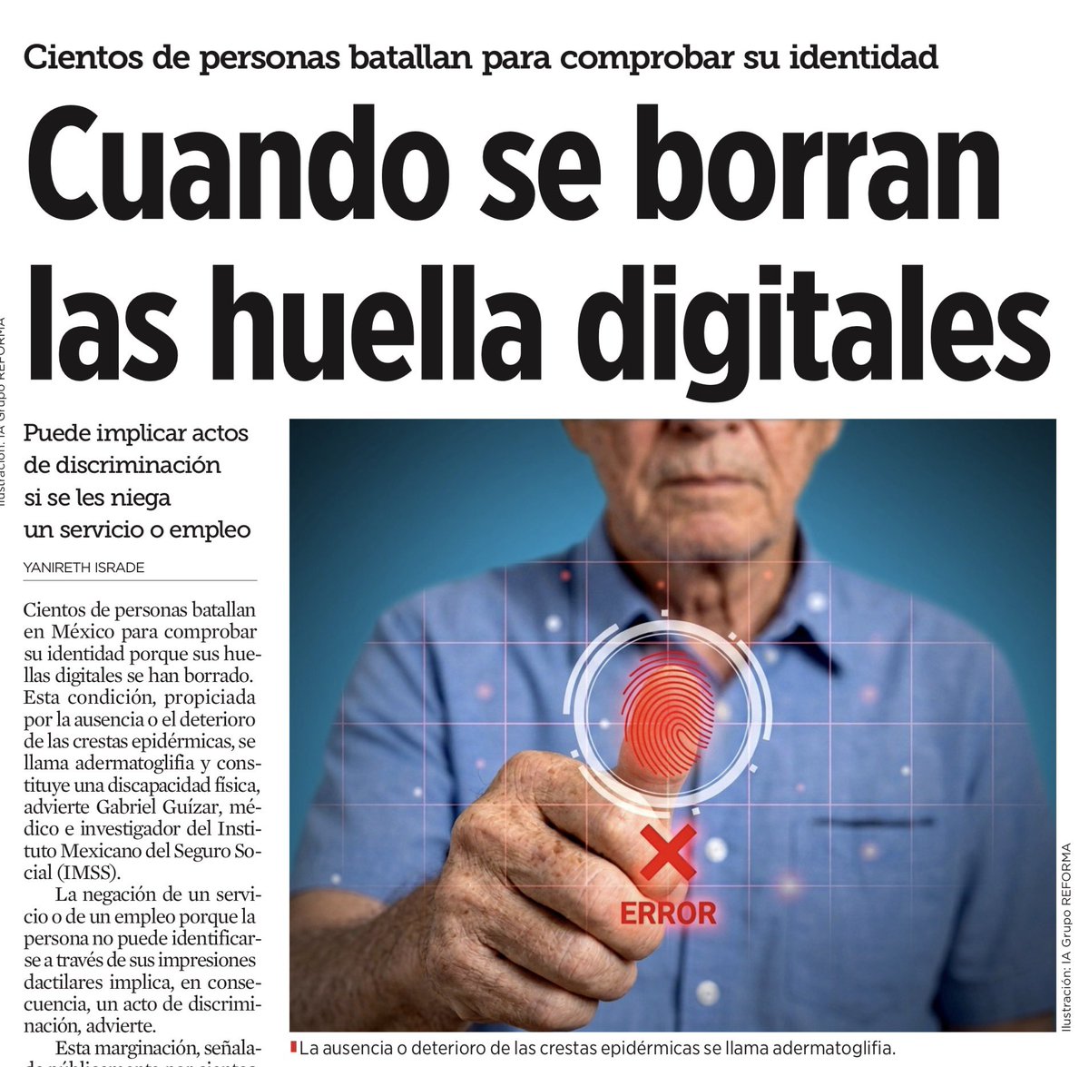 JoseMarioMX's tweet photo. En México hay gente que no puede sacar su dinero del banco. No porque no sea suya. No porque haya orden judicial. Sino porque sus dedos, sencillamente, ya no marcan. La condición física que borra las huellas por vejez, por diabetes, por lupus, por tantos años de teclado o de tintes, acaba de convertirse, sin que nadie lo discutiera en serio, en una causa silenciosa de exclusión jurídica.

Cuando una señora de 85 años no puede disponer de sus ahorros porque el sensor no reconoce su huella digital, no estamos ante una molestia de ventanilla: estamos ante una interdicción de hecho, sin juez, sin curador, sin debido proceso. La Convención sobre los Derechos de las Personas con Discapacidad, la @SCJN, y la Convención Interamericana sobre Personas Mayores lo dicen sin rodeos: negar un ajuste razonable es, en sí mismo, un acto de discriminación. El banco que improvisa criterios de sucursal en sucursal, o que “presta” la huella del ejecutivo para entrar a la app del cliente, no está ayudando: está suplantando una voluntad que la ley protege.

Y encima viene la CURP biométrica. Una reforma que presume universalidad mientras deja fuera, de tajo, a quienes nacieron sin crestas o las perdieron con los años. Ese es el examen pendiente que tarde o temprano llegará a la Suprema Corte: si un Estado puede exigir como llave única de la identidad algo que una parte de su población, por razones ajenas a su voluntad, no puede entregar. Mientras tanto, los afectados siguen ahí, cargando tres identificaciones, rogando que el cajero sea comprensivo, viendo cómo su propio cuerpo, envejecido, enfermo o trabajado, se vuelve el obstáculo que el derecho tenía la obligación de remover.