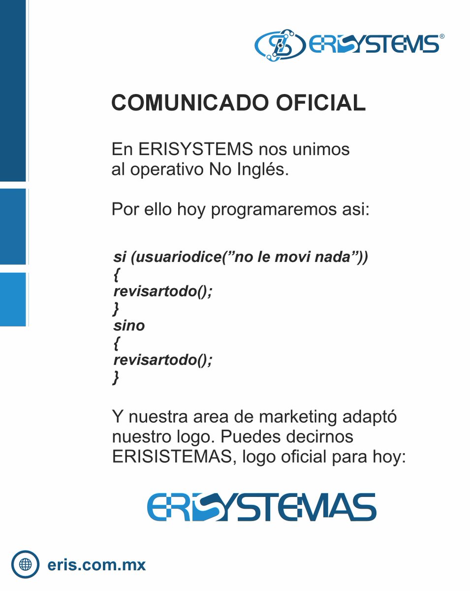 erisystems's tweet photo. COMUNICADO OFICIAL
Dicen que hoy si ganamos.
https://t.co/8hnhFFIsSh
#mundialdefútbol2026 https://t.co/xIzwAgS2jb