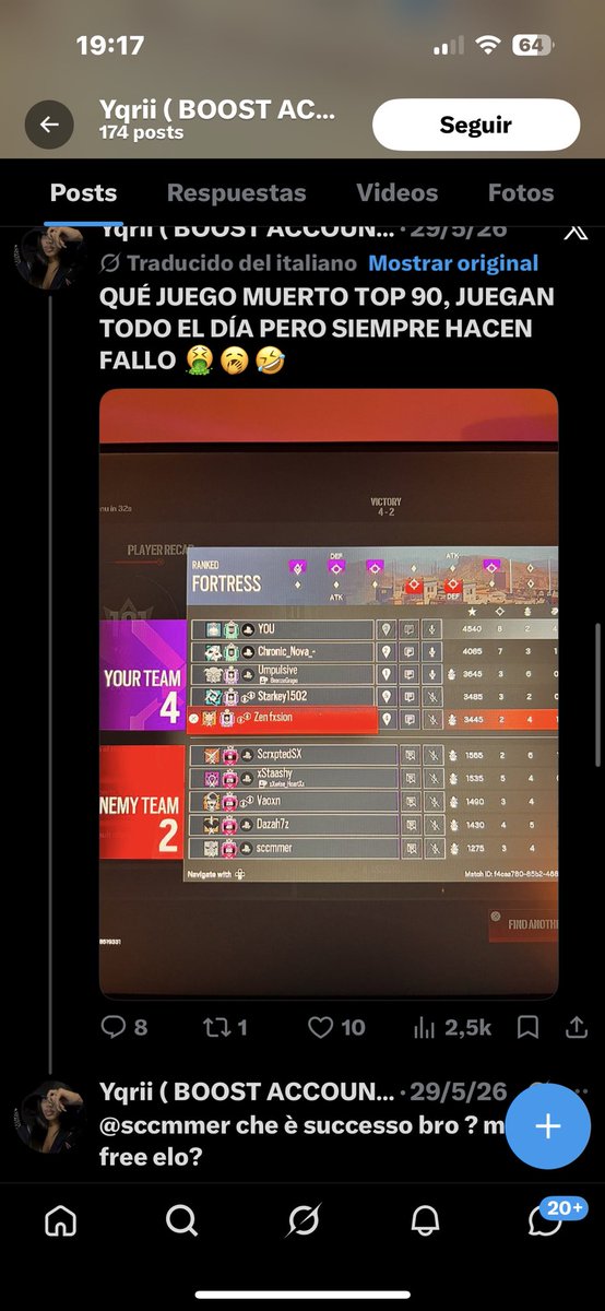 Vaoxn77's tweet photo. thanks for the +30 elo yari next time dont post ur father spageti bot https://t.co/98nS1EDffJ