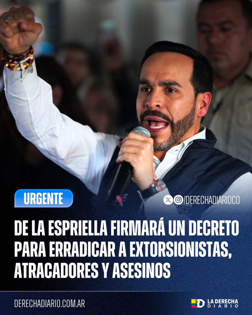 DerechaDiarioCO's tweet photo. 🚨🇨🇴 | #URGENTE MANO DURA: El presidente electo @ABDELAESPRIELLA anunció que el próximo 7 de agosto firmará el decreto que creará el Bloque de Defensa para la Seguridad Urbana, una ofensiva nacional que reunirá a los alcaldes de las principales ciudades para erradicar a extorsionistas, atracadores y asesinos que tanto crecieron durante el régimen de Petro.