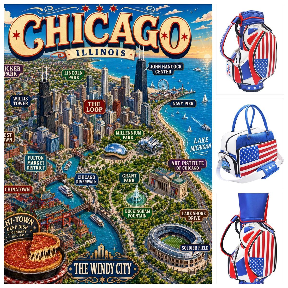 MPDCustomGolf's tweet photo. Proud to be an American and Proud to be HQ out of Chicago Gold Coast! 

#usa #happy250thbirthdayamerica #chicago #mpdcustomgolf https://t.co/YxKaI4mkHC