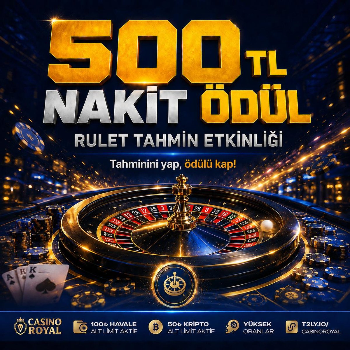royalcomtr's tweet photo. 🚨 500TL NAKİT ÖDÜL - TEK TAHMİN 

💵 ÇEKİM LİMİTİ : 2500TL

ETKİNLİĞE KATIL - https://t.co/BnJxUJgt0r https://t.co/UiKFTejHqm