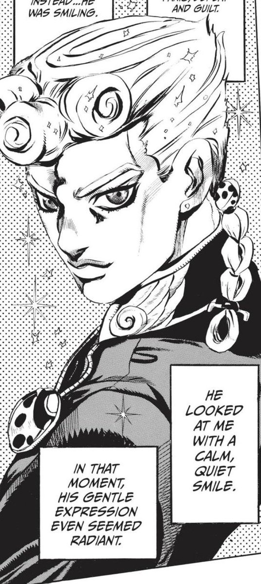 azuresalix's tweet photo. rereading the p5 manga and giorno has a little lady bug hairtie/clip awwww https://t.co/ZweQazlNlz