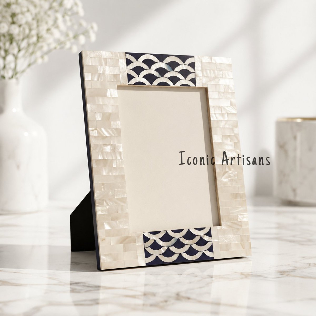 iconicartisans's tweet photo. Crafted with exquisite Mother of Pearl (MOP) Inlay, this handcrafted photo frame brings luxury and sophistication to your cherished memories. A perfect blend of fine craftsmanship and elegant design.

#PhotoFrame 
#mopinlayframe 
#motherofperal
#HandcraftedDecor 
#HomeDecor https://t.co/1dWgIuTRg6