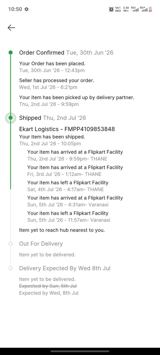 vikramislive's tweet photo. What customer service are you giving @flipkartsupport @Flipkart when I ordered it showed 5 then this morning it showed 7 and now it's showing 8 what se supposed to do if we order and planned our future events with respect to your delivery ?? Exhausting and frustrating experience https://t.co/2eSwZajRcJ