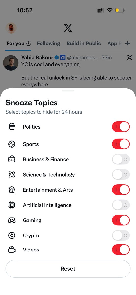 rohitcbuilds's tweet photo. @nikitabier can we have this snooze feature for longer period ?
 
Would be a productivity hack! https://t.co/Zer9v9Afne