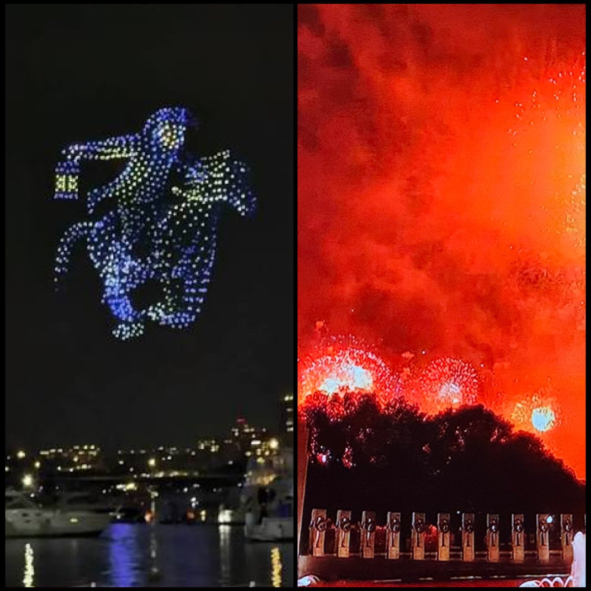 adgirlMM's tweet photo. It was in Boston where Paul Revere rode to warn the patriots that the King's troops were approaching.

Last night in celebration of 250 years of America, Boston held a spectacular drone show, beautifully choreographed to an orchestral performance of Tchaikovsky's "1812 Overture."

The White House set off a record-breaking blitzkreig of 850,000 fireworks that filled the nation's capital with a nonstop bombardment of blasts, booms, smoke and flashes for 40 minutes straight. Undoubtedly stirring distress in veterans, pets and every wild animal in the area. All to satiate the ego of a president who wants everything he does to be "bigger" and grandiose. 

250 years of America.

"Let the warning ride forth once more. Tyranny is at our door."