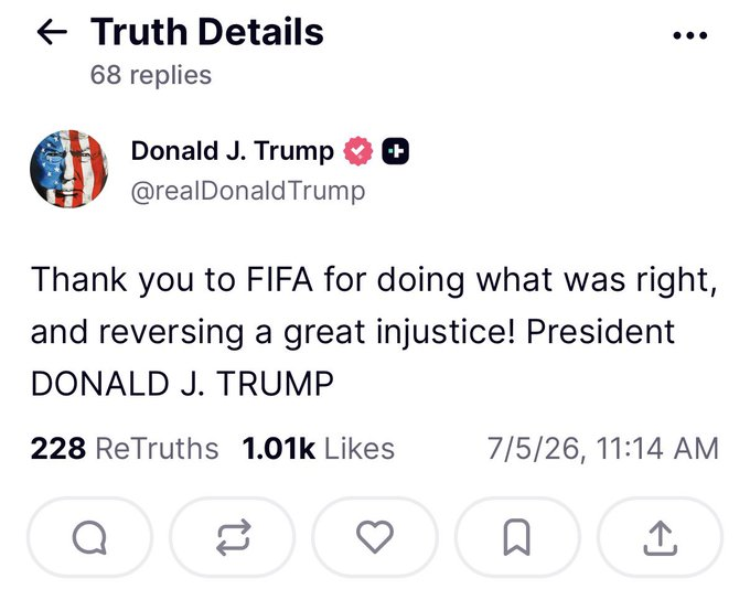 OFuraRedes's tweet photo. Mundial 2026: Donald Trump agradece à FIFA por suspender o castigo a Folarin Balogun, expulso no último jogo da Seleção dos USA 😅

Esta é mesmo à descarada! https://t.co/PQ0EhpWgQs