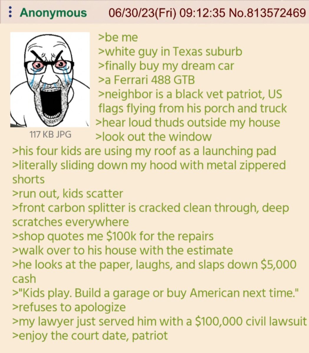 RealPostFolder's tweet photo. >anon bought a Ferrari https://t.co/5W2YuhJ9hl