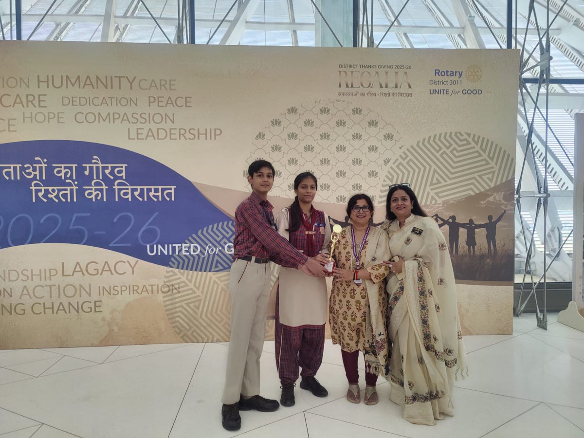 DavpeSchool's tweet photo. InteractClubRayofHopeof DAVPE honoured as one of the Best&amp;Most Impactful InteractClubs of Rotary Internatl Dist3011 forRotaryYear2025–26at REGALIA 2026DistrictThanksgivingCeremonyatYashobhoomi Dwarka byDG @Rotary3011 @RIDistrict3011 @3011interact @NEP2020 @SDG2030 @peopleofaction https://t.co/vqrgbkJdNB