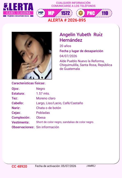 isabel_claudina's tweet photo. #AlertaIsabelClaudina
🚨 Ayúdenos a encontrar a
ANGELIN YUBETH RUIZ HERNANDEZ
Desapareció el 04 de julio del año 2026
Cualquier información comunicarse al teléfono 📞 1572
Gracias por difundir esta información❗ https://t.co/ugptmyTghm