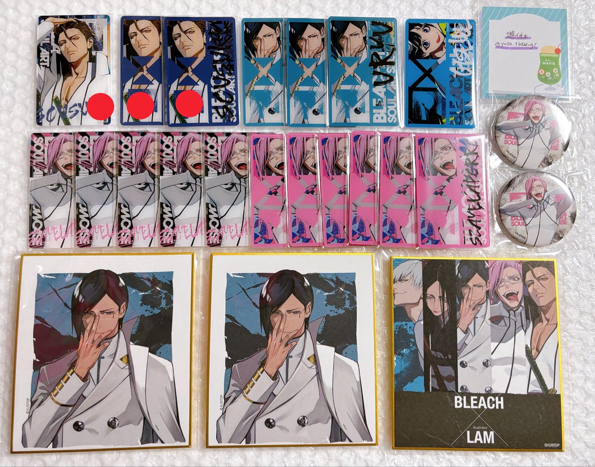交換/譲渡】 BLEACH LAM アクリルカード 缶バッジ 色紙 譲▶︎🔴藍染