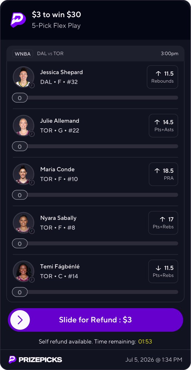 selfmadelyfetv's tweet photo. Locked in on a same-game lineup for Wings vs. Tempo. π₯ Did the homework, trusted the matchups, and Iβm riding with my picks. Letβs cash! π°π
#WNBA #WNBATwitter #DailyFantasy #DFS #SportsBetting #PlayerProps #Basketball #WNBADFS #LetsCash https://t.co/obDd8bzrmd