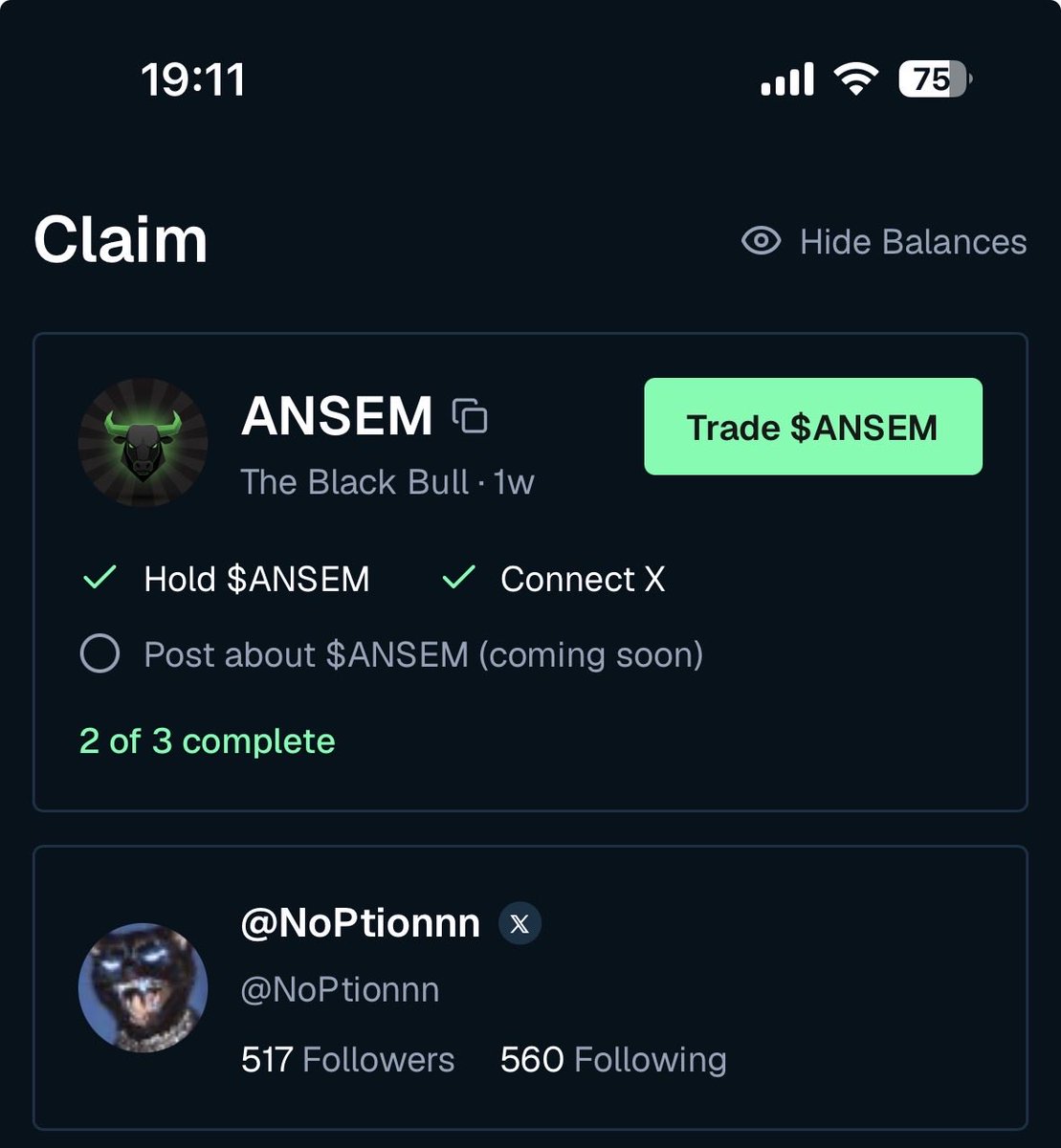 NoPtionnn's tweet photo. Anyone know how to get my x impressions to show up on @BullpenFi for the $ANSEM claim page??

@blknoiz06 pls help https://t.co/5YfHAxb3Lr