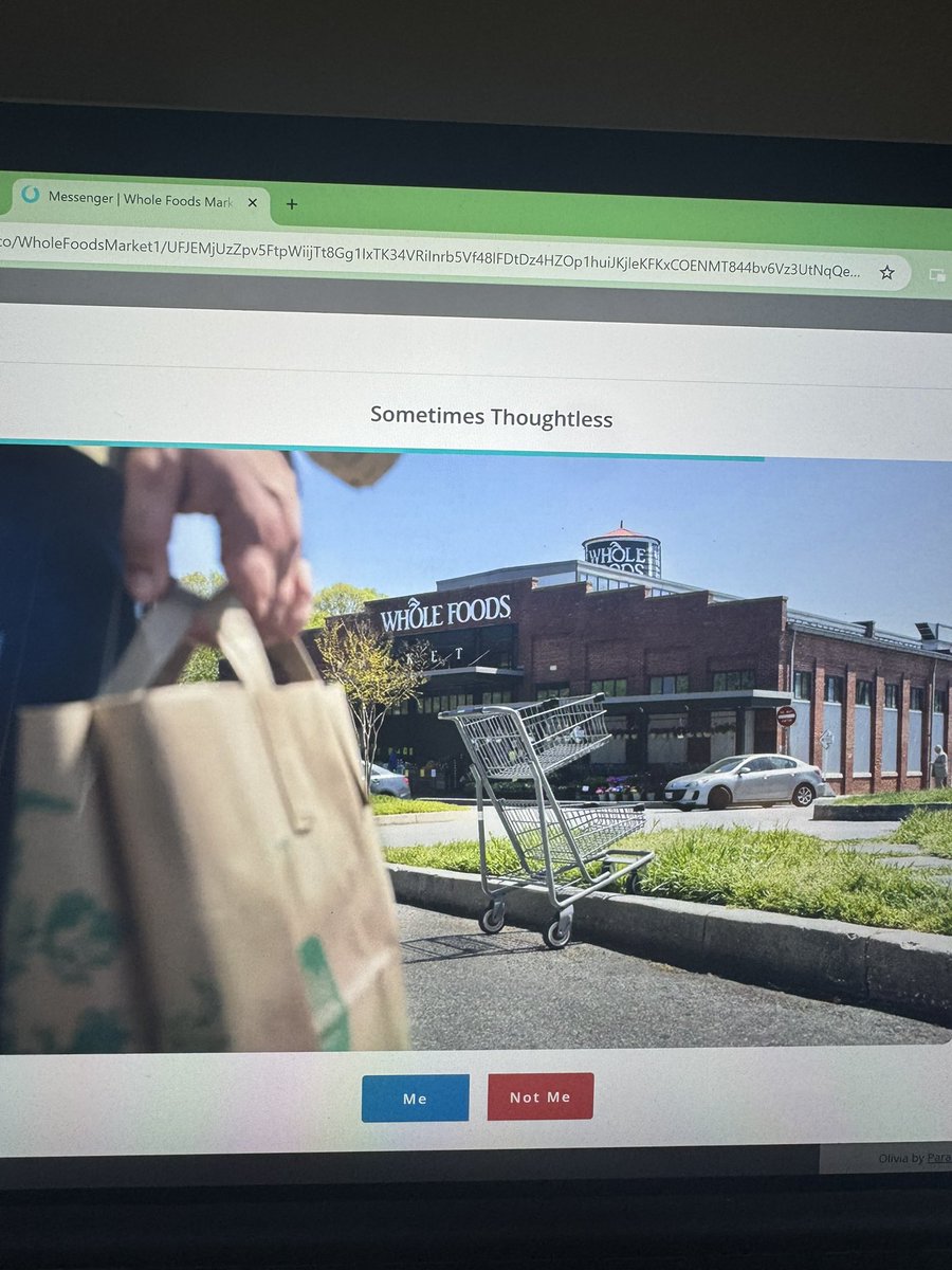 laswagna's tweet photo. Getting a really awesome assessment of my character for this Whole Foods cashier job https://t.co/cYtMlKFG1H