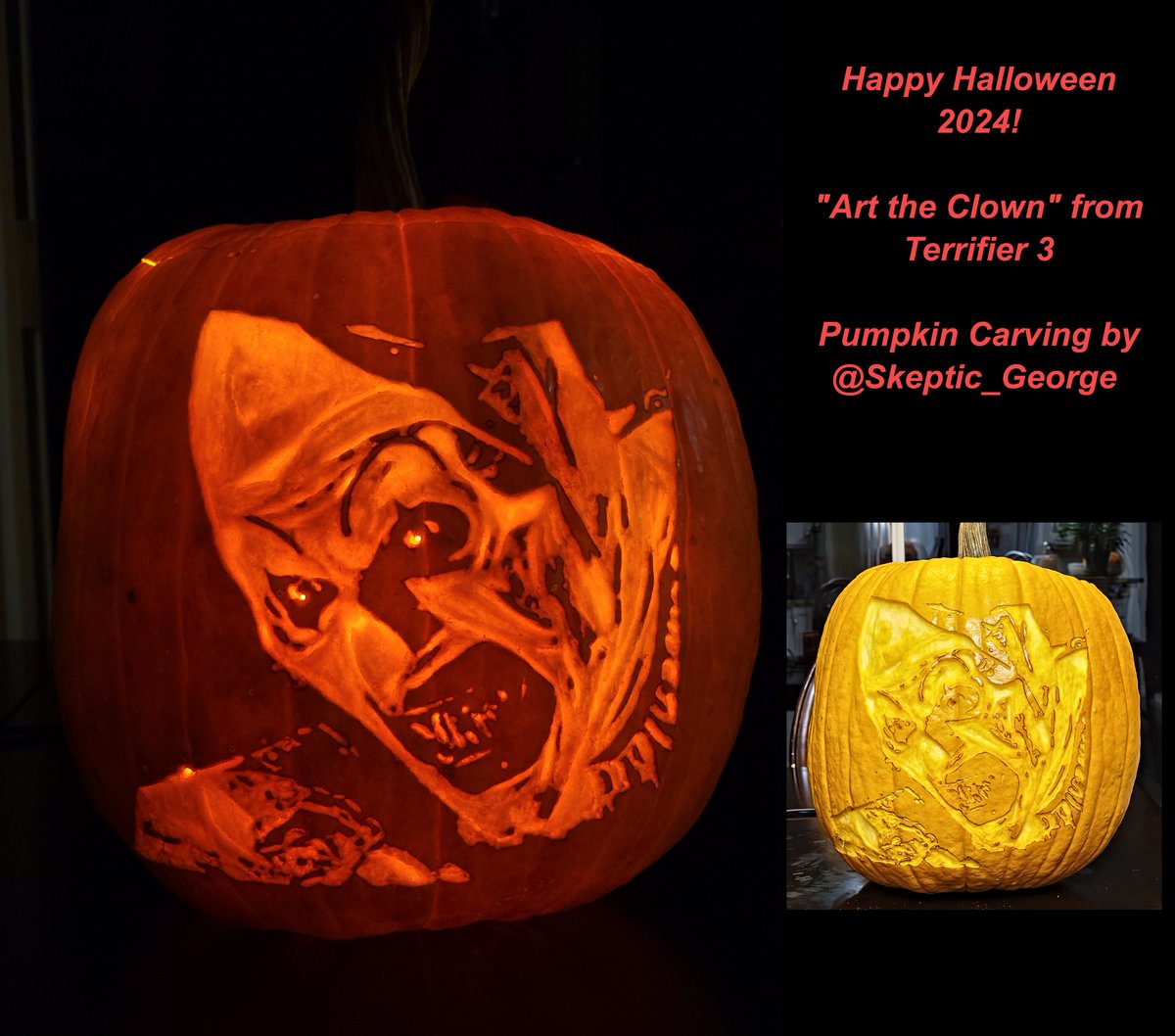 Skeptic_George's tweet photo. Ok, it's officially Spooky Season. #arttheclown #terrifier https://t.co/0xXjCno38Q