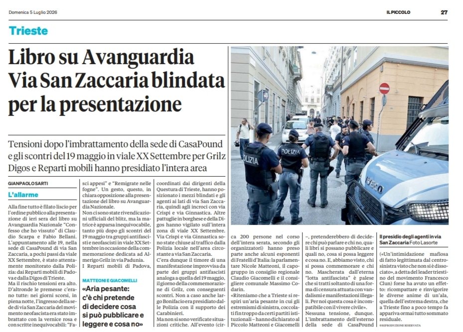 fabio_bellani's tweet photo. Un saluto e un ringraziamento a quanti sono intervenuti ieri alla presentazione del libro Confesso che ho vissuto Storie di Avanguardia Nazionale, a #Trieste, a quanti hanno dato una mano a pubblicizzare e realizzare l'iniziativa e ai ragazzi dell'Audace di CP per l'ospitalità. https://t.co/RkLNnyKrYQ