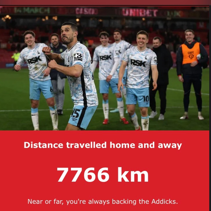 ClareRoxyRobin's tweet photo. Loved the email from Charlton - Your Season in numbers. Home and away. So grateful to share these days with my boys 🔴⚪️❤️
#manymiles https://t.co/msfBXQZLVH