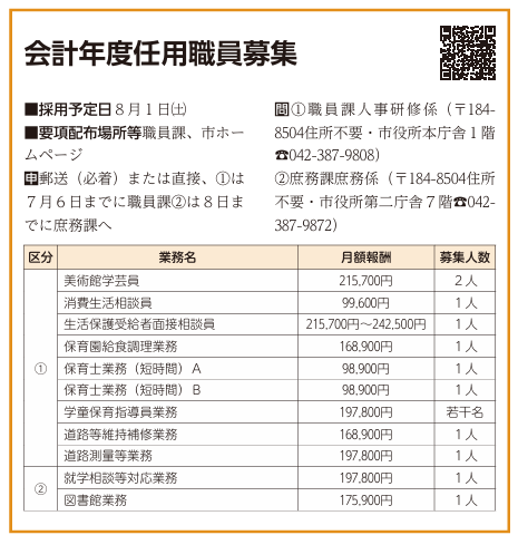sin_kohyaman's tweet photo. 【小金井市会計年度任用職員募集】
◆令和8年8月1日採用
本日〆切！
応募受付：令和8年7月6日（月曜日）午後5時まで

https://t.co/npVdOENmtD

#小金井市 #会計年度任用職員 #職員募集 #地方自治体 #学芸員 #消費生活相談員 #給食調理 #保育士 #学童保育指導員 #道路維持管理 #測量 #就学相談 #図書館 https://t.co/eZ3DMr4m2S