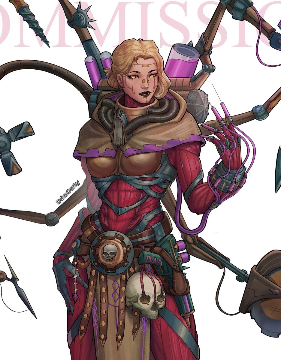 Drimgarky's tweet photo. A #40K #commission for @Azi573 ! A cool and scary #Heretek character called Sirona. It was super fun to work on her design! #artistsoftwitter #warhammer40k #smallartist #moots #artistmoots #heretek #darkmechanicum #warhammer40000 https://t.co/rvzlzGL20y