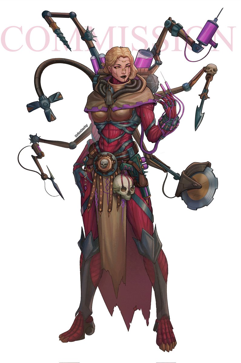 Drimgarky's tweet photo. A #40K #commission for @Azi573 ! A cool and scary #Heretek character called Sirona. It was super fun to work on her design! #artistsoftwitter #warhammer40k #smallartist #moots #artistmoots #heretek #darkmechanicum #warhammer40000 https://t.co/rvzlzGL20y