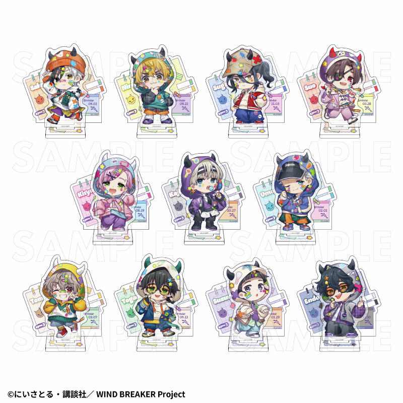 MFWB6's tweet photo. 2026年8月下旬発売   TVアニメ『WIND BREAKER』
アクリルスタンド 【でびデコパーカー】ちびキャラver. 
1210円   
ラインナップ：桜遥／楡井秋彦／杉下京太郎／桐生三輝／蘇枋隼飛／梶蓮／梅宮一／兎耳山丁子／十亀条／硯秀平／棪堂哉真斗
https://t.co/c7HSnGtFmw https://t.co/rKiYf8io2M