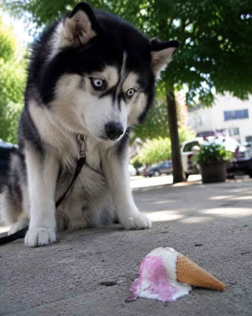 Cowchicky's tweet photo. Someone dropped an entire ice cream. RIGHT THERE. And I'm on a LEASH. This is the closest I have ever been to greatness, and the universe said "no." I will mourn this cone forever. 🍦💔

Poor, poor Walter.😂 https://t.co/YXOXMrhynF