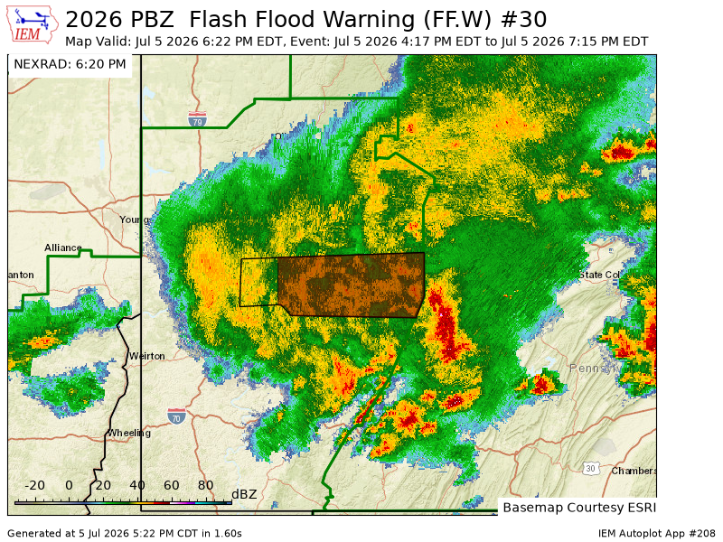 DynamicWx_OH's tweet photo. PBZ updates Flash Flood Warning [flash flood: observed] (cancels Butler [PA], continues Armstrong, Indiana, Jefferson [PA]) till 7:15 PM EDT https://t.co/HycQPIYKWS https://t.co/SDUuB8NztS