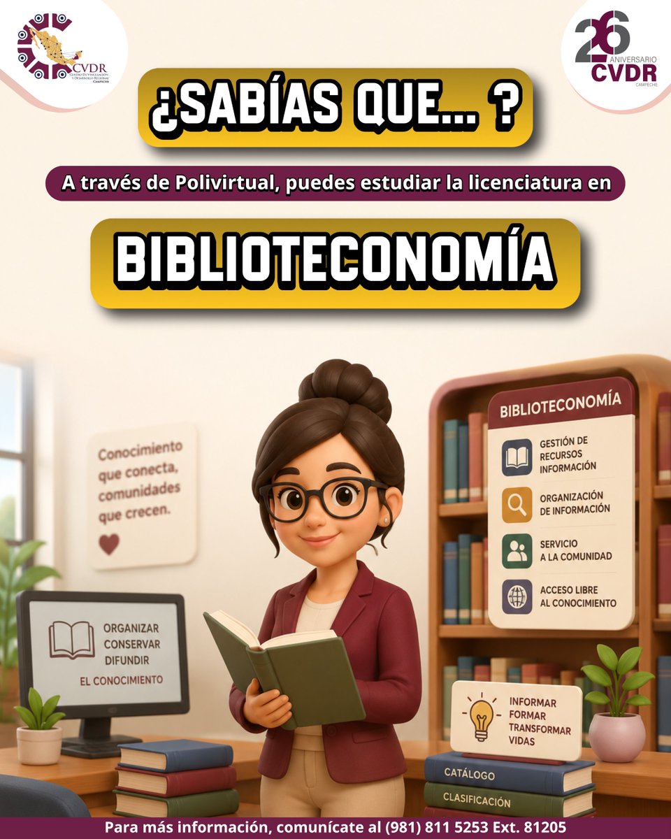IPN_Campeche's tweet photo. 🛜 ¡Toma el control de tu futuro, tu próximo gran paso profesional está a un solo clic! 💻

El #CvdrCampeche del #IPN, te invita a estudiar en la modalidad No Escolarizada, de manera gratuita, a través de los programas de estudio #Polivirtual. 🎉

#OrgullosamentePolitécnico https://t.co/Jv0QSkT8uk