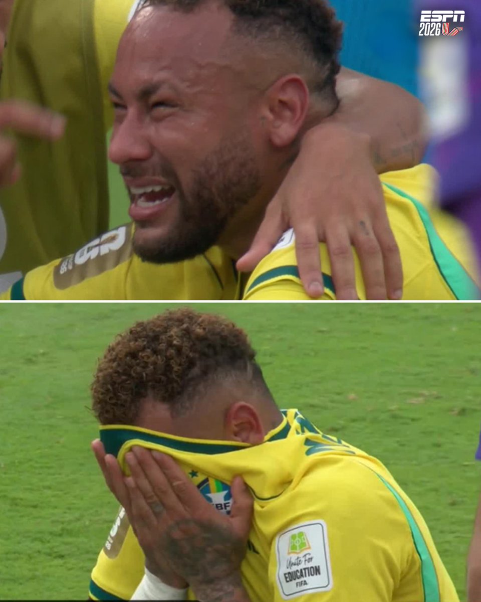 ESPNDeportes's tweet photo. Tras el final del partido, Neymar no pudo contener el llanto 😭.

Devastadora imagen de uno de los ídolos brasileños 🇧🇷. https://t.co/pYLXZMqP2j