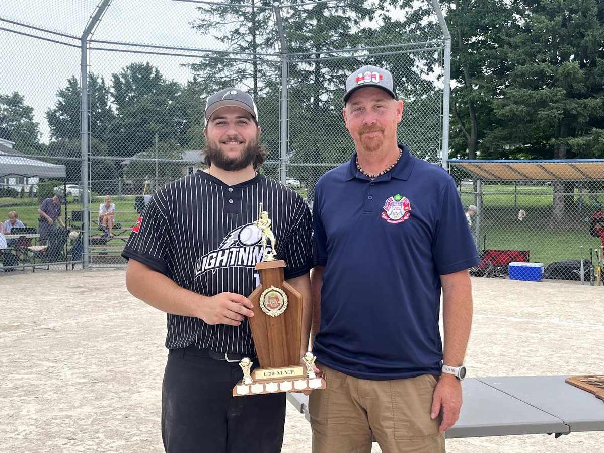 OASASoftball's tweet photo. U20 Eliminations
Most Valuable Player 
Matthew van de Wynckel, Plattsville Lightning 
Presented by John Vleeming https://t.co/XK6rJO2bk9