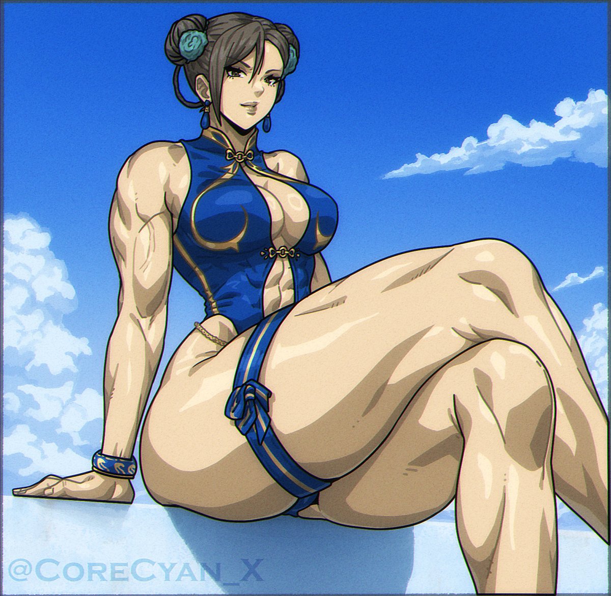 CoreCyan_X's tweet photo. Drew a Summer Chun on stream, the Vod recording will be up for 3 days over at https://t.co/2n5M7HN7Cp in case someone wants to watch it for some reason xDD https://t.co/O5ZTfW0O2P