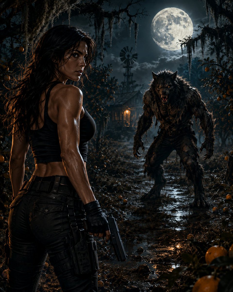 Rudeistheword's tweet photo. Some legends hide from the light.
She hunts them by moonlight.
Florida Monster Files
Case File #002: Moon Over Citrus Ridge
Some legends never die... they just wait for the next full moon. 🌕🐺
#AlyssaRayne #TheWolfman #DarkFantasy #AIart️️️️️️️️️️️️️️️️️️️️️️️️️️️️️️️️️️️️️️️️️️️️️️️️️️️